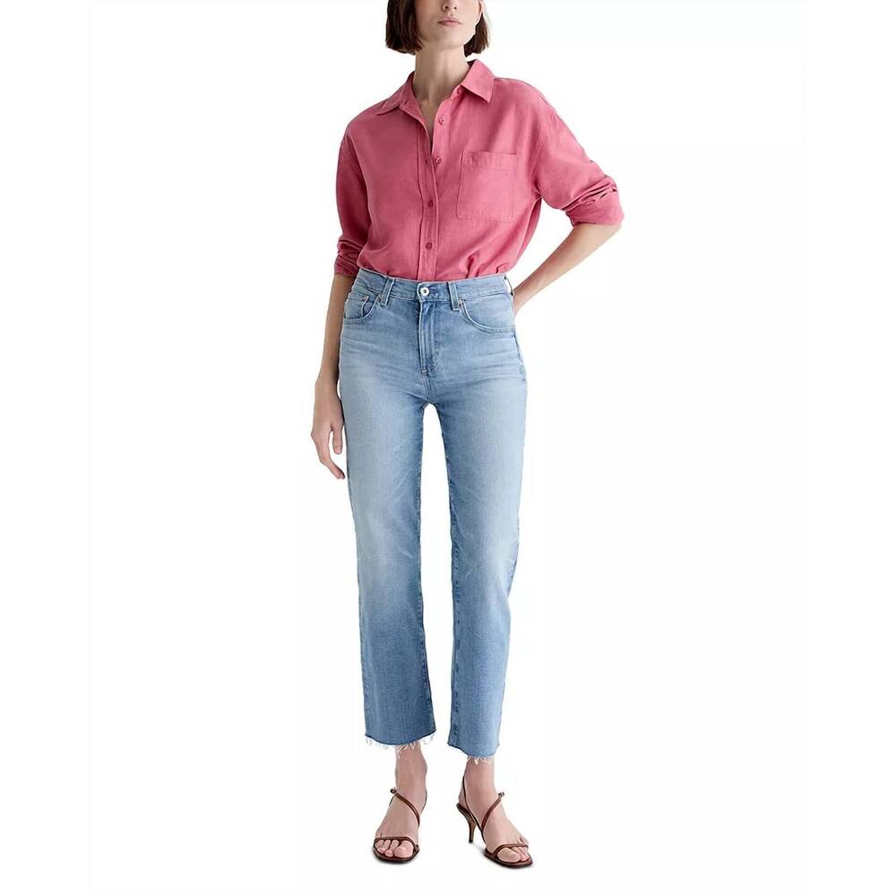 NEW AG JEANS brinley mid rise straight crop jeans in fiction - Picture 5 of 8